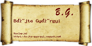 Böjte Györgyi névjegykártya